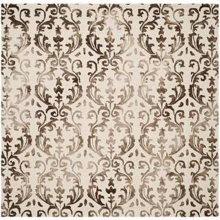 Dip Dye Ivory/Chocolate 7 ft. x 7 ft. Square Floral Area Rug | The Home Depot