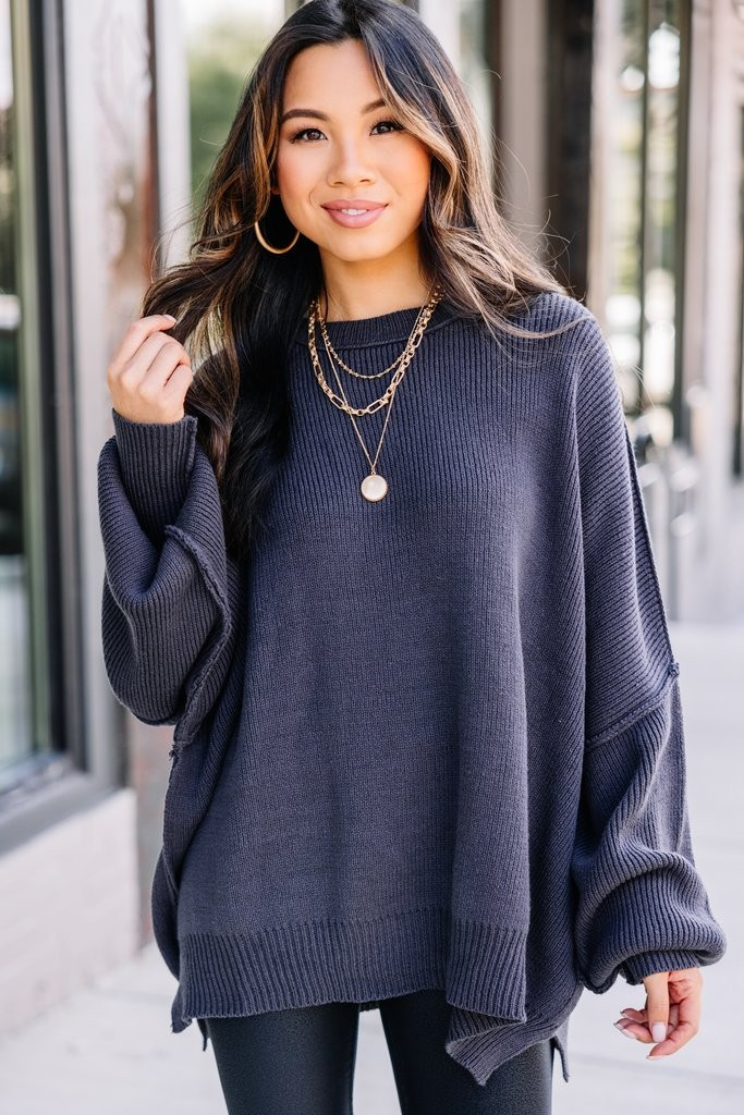 Give You Joy Slate Gray Dolman Sweater | The Mint Julep Boutique