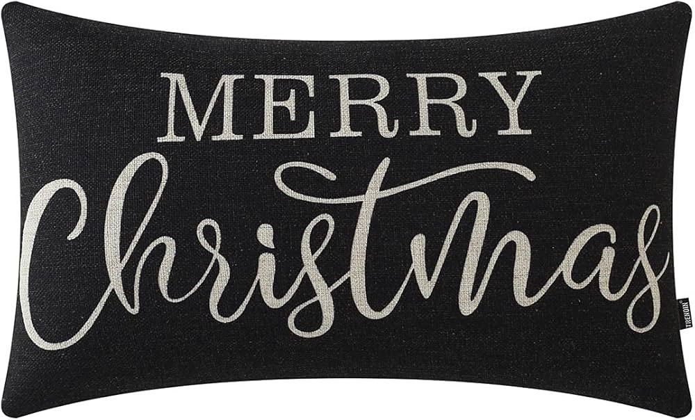 TRENDIN Christmas Throw Pillow Cover 20x12 inch, Black Lumbar Throw Pillowcase, Home Chair Office... | Amazon (US)