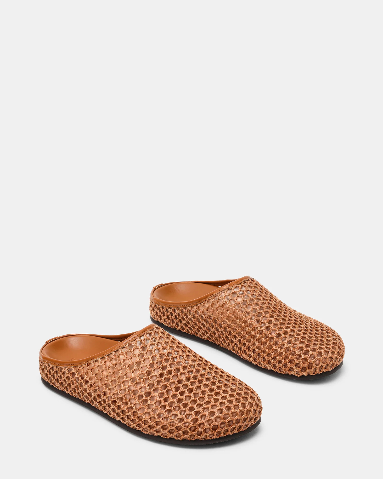 FERN Tan Raffia Mesh Mule Slip-On Round-Toe Women's Flat | Steve Madden (US)