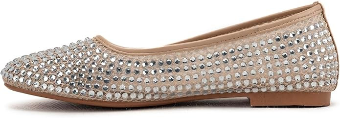 WIRALOMI Rhinestone Ballet Flats for Women Sparkly Ballerina Flats Comfortable Mesh Glitter Party... | Amazon (US)