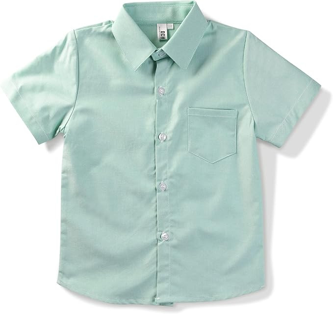 OCHENTA Boys Short Sleeve Button Down Oxford Dress Shirts Summer Casual Clothes 2T - 11 Years | Amazon (US)