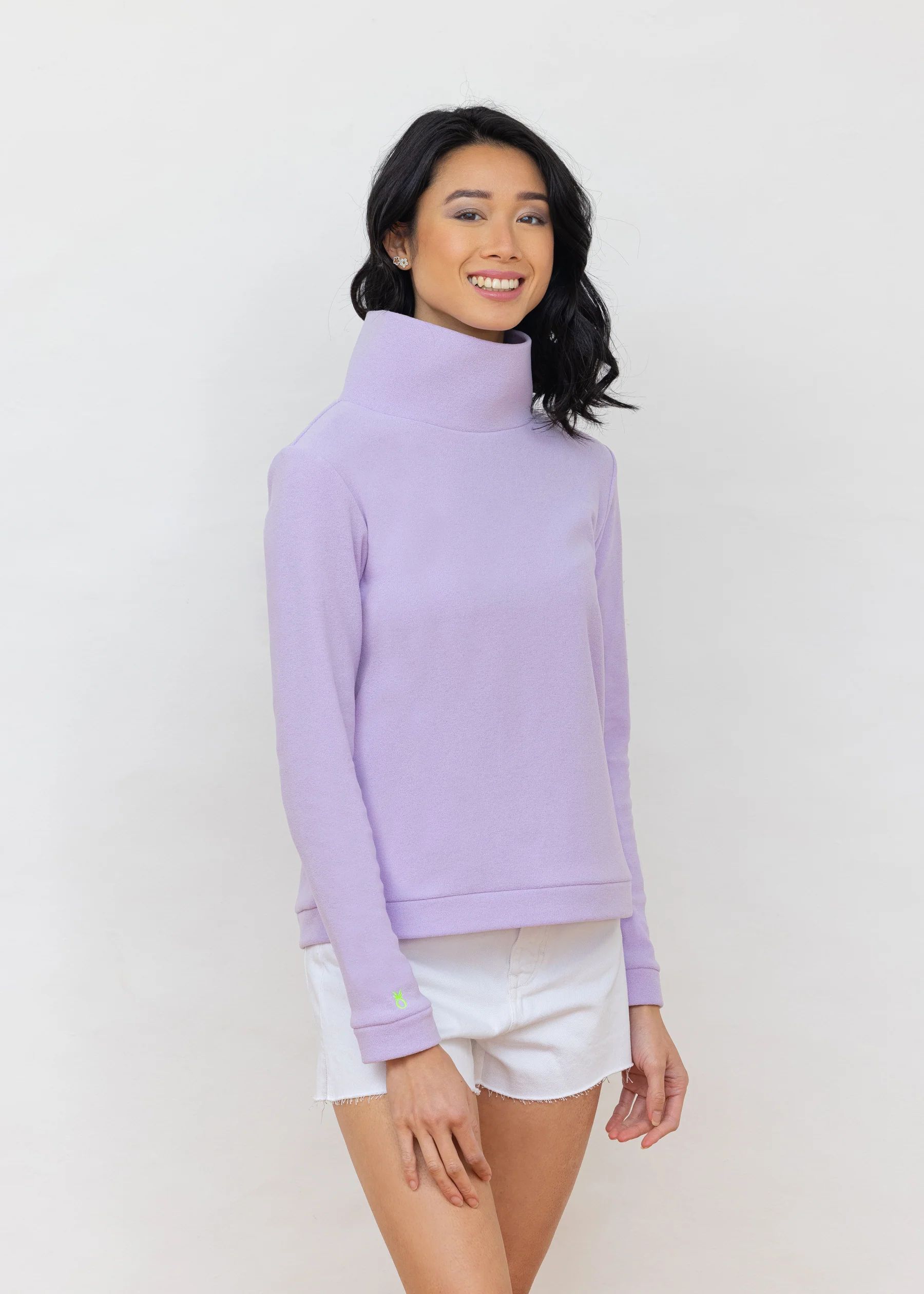 Park Slope Turtleneck in Terry Fleece (Lavender) | Dudley Stephens