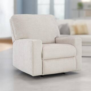 Avie Ivory Polyester Rocker Recliner Chair | The Home Depot