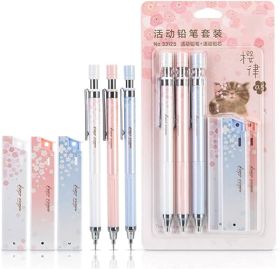 6 Pcs Mechanical Pencils, 0.5mm Kawaii Pencils Cute Pens Aesthetic with Lead Refills Cherry Bloss... | Amazon (US)