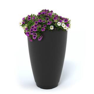 Mayne Caprio 26 in. Tall Self-Watering Black Polyethylene Planter 5906-B - The Home Depot | The Home Depot