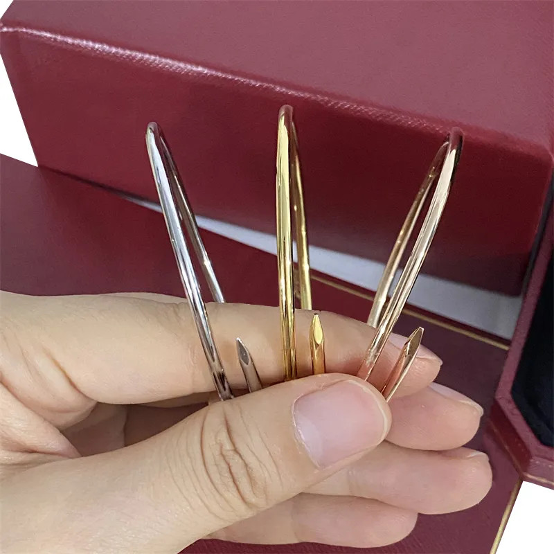 3.0mm thin nail bracelet designer bracelet Fashion unisex cuff gold bangle luxury Classic bracele... | DHGate