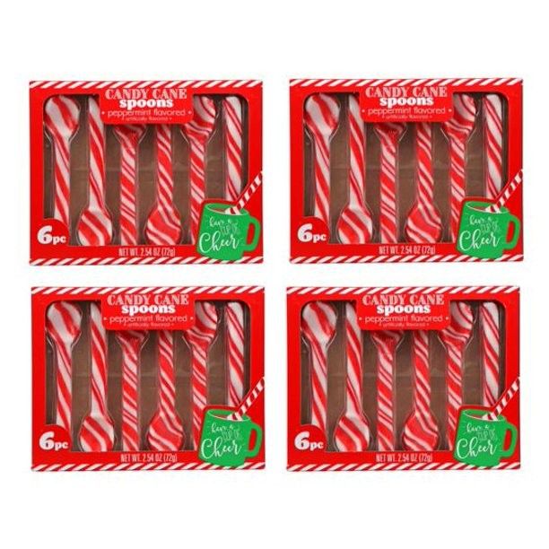 Peppermint Candy Cane Spoons, 6-ct. Per Box - 4 Boxes (24 Spoons) - Walmart.com | Walmart (US)