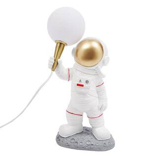 16 in. White Creative Plug-In Spaceman Moon Table Lamp for Bedside Children Room Home Decor | The Home Depot