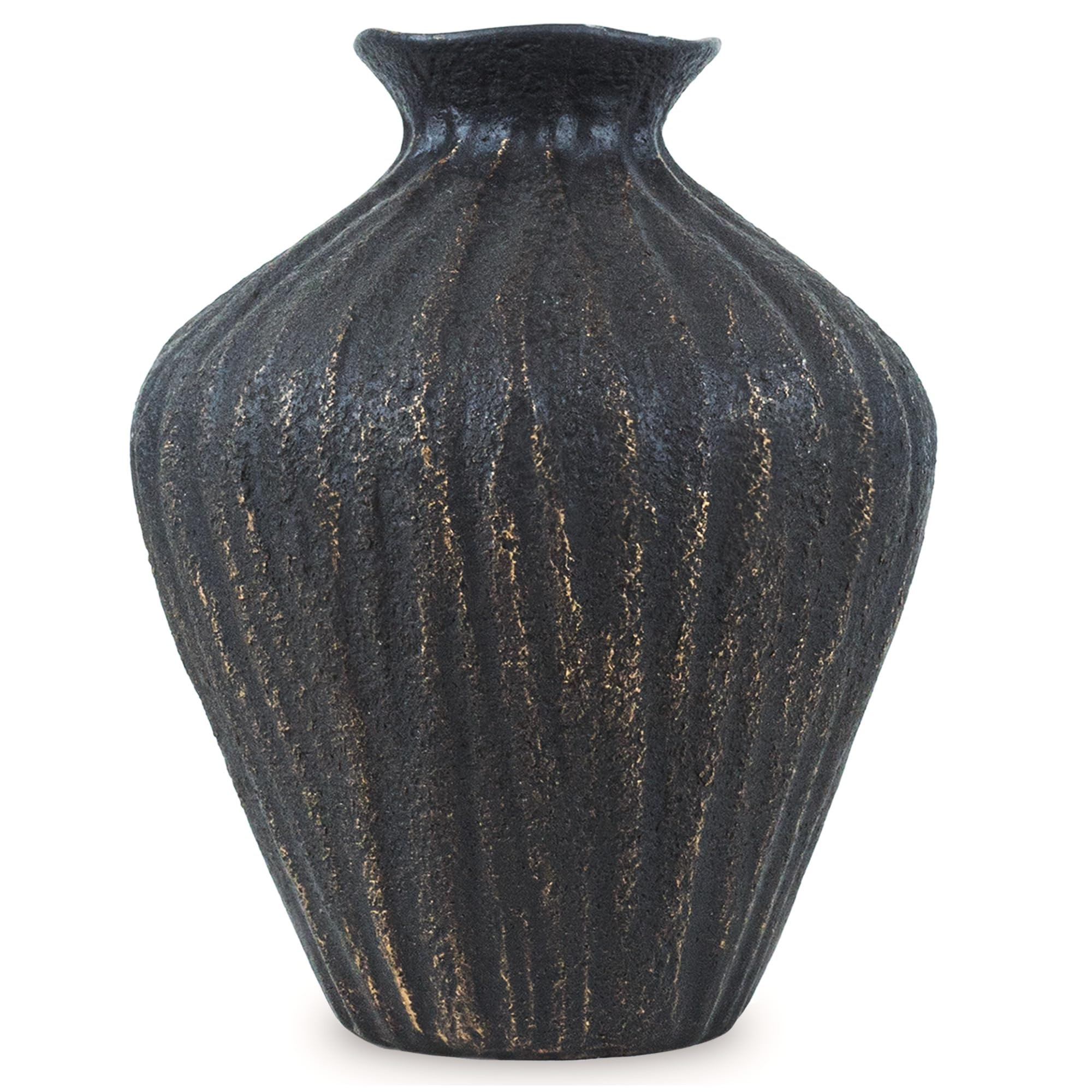 Black Ceramic Vase 7.95 Inch – Handmade with Hand-Painted Gold Detailing – Sculptural Art Dec... | Amazon (US)