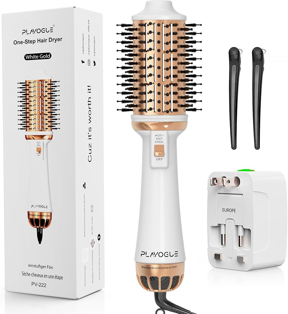 Plavogue Hair Dryer Brush,Dual Voltage Blow Dryer Brush Volumizer & Negative Ionic One-Step Hot A... | Amazon (US)
