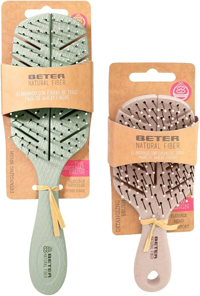 Beter - Pack of Natural Fiber Hair Brushes - Anti-Pull Brush + Mini Brush, Detangling hair brush,... | Amazon (UK)