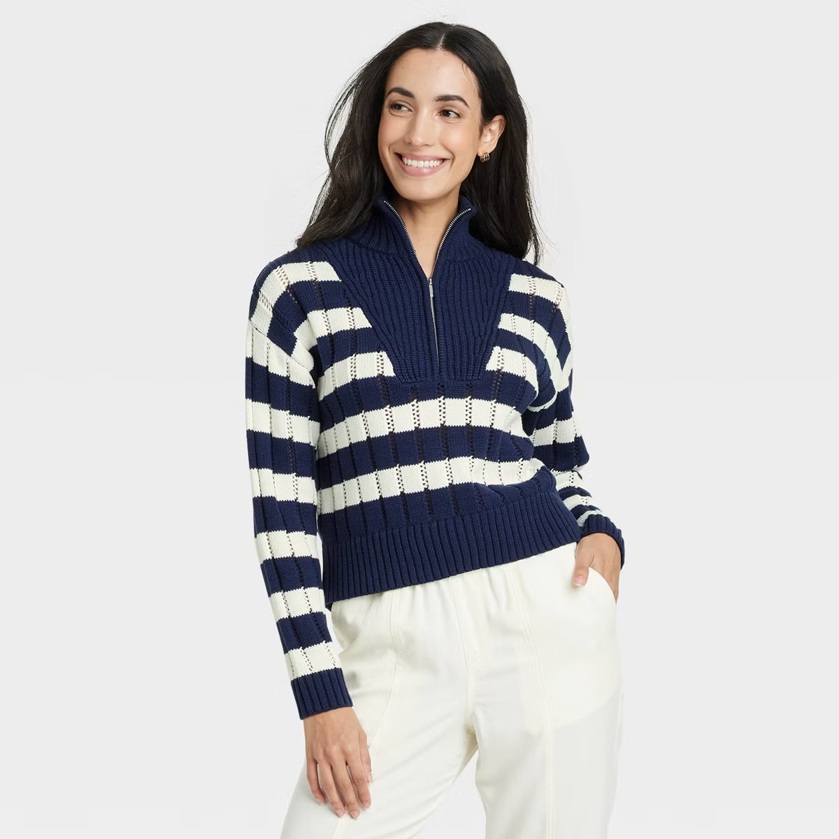 Women's Mock Turtleneck Quarter Zip Pullover Sweater - A New Day™ | Target