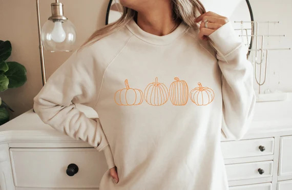 Pumpkin Sweatshirt Pumpkin Sweater Halloween Sweater Spooky - Etsy | Etsy (US)