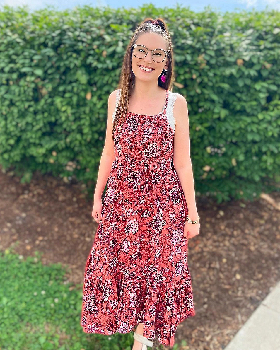 Pink Floral Smocked Top Midi Dress | Maurices