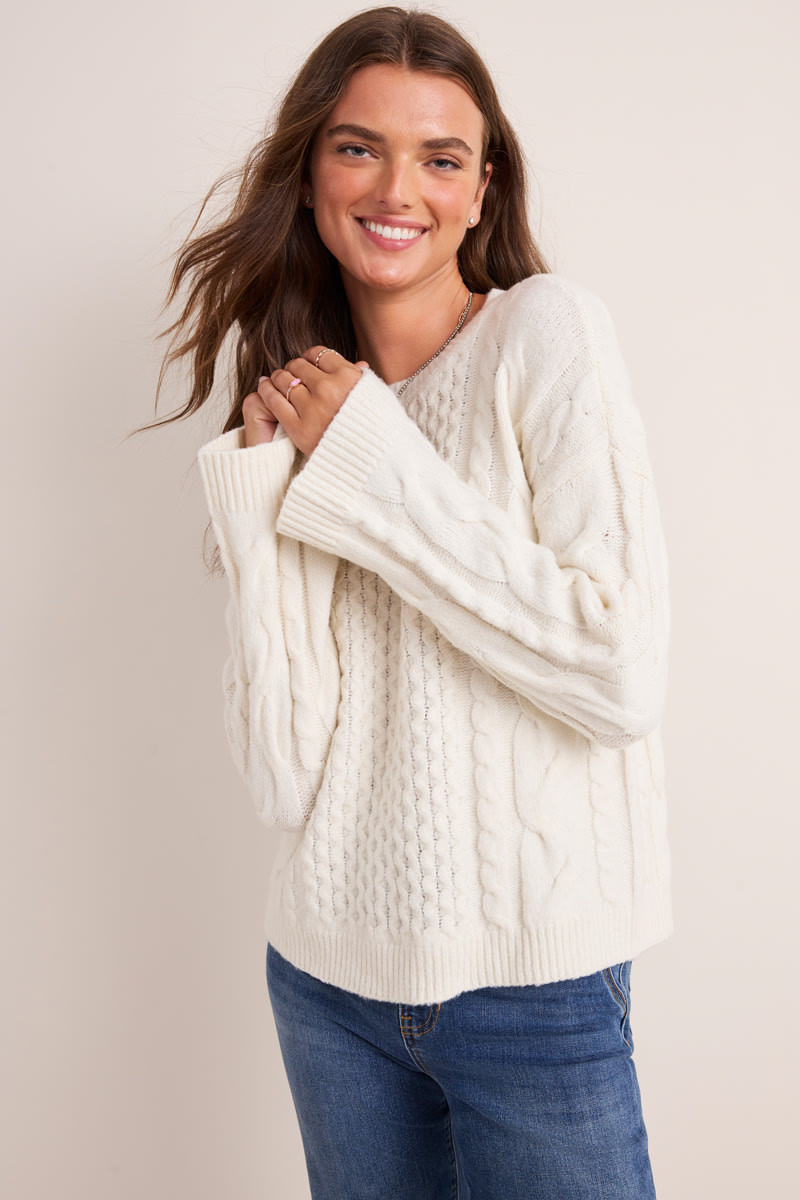 Roslyn Cable Knit Sweater | Francesca's