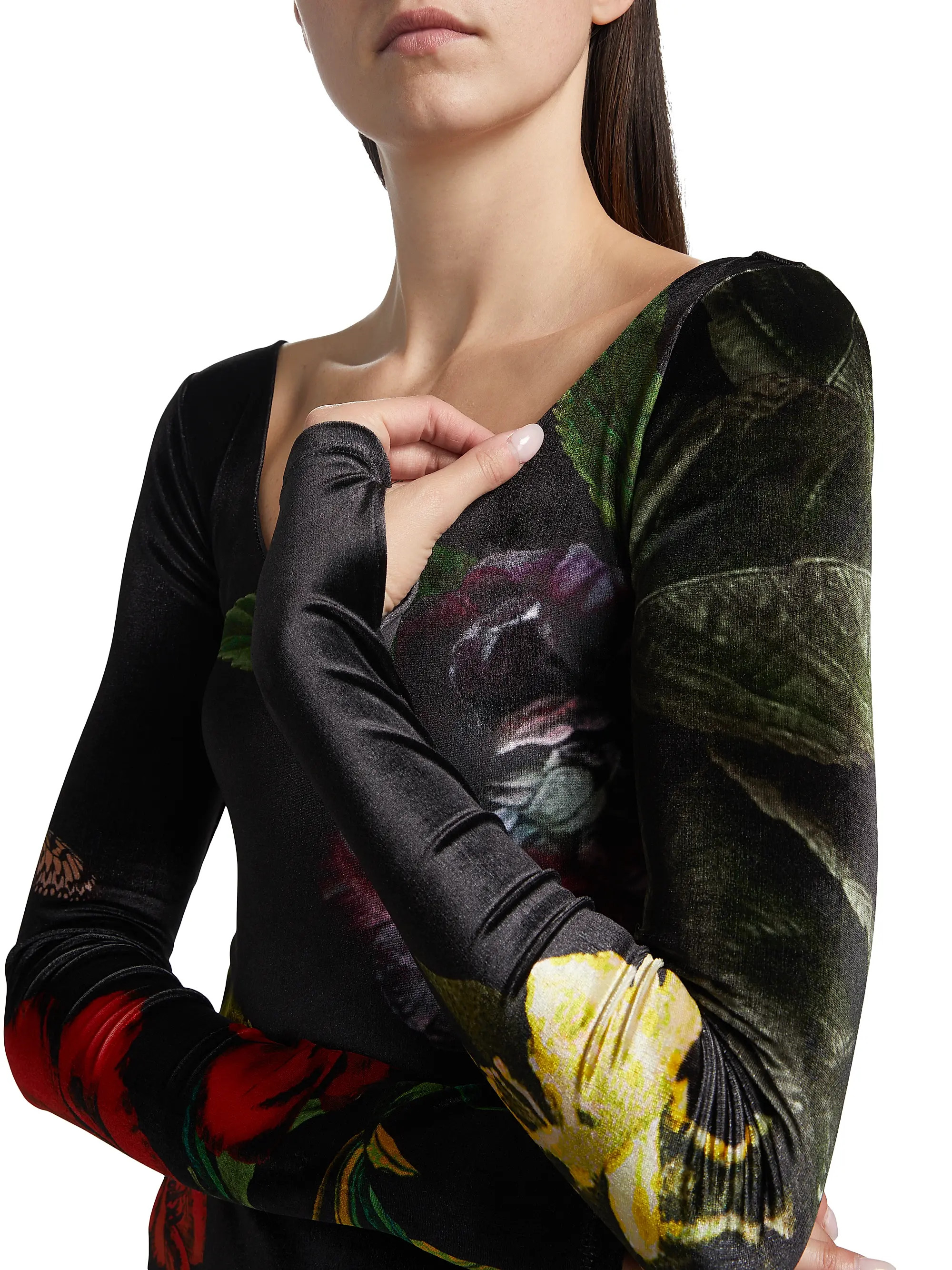 Alice + Olivia Delora Floral Scoopneck Midi-Dress | Saks Fifth Avenue | Saks Fifth Avenue