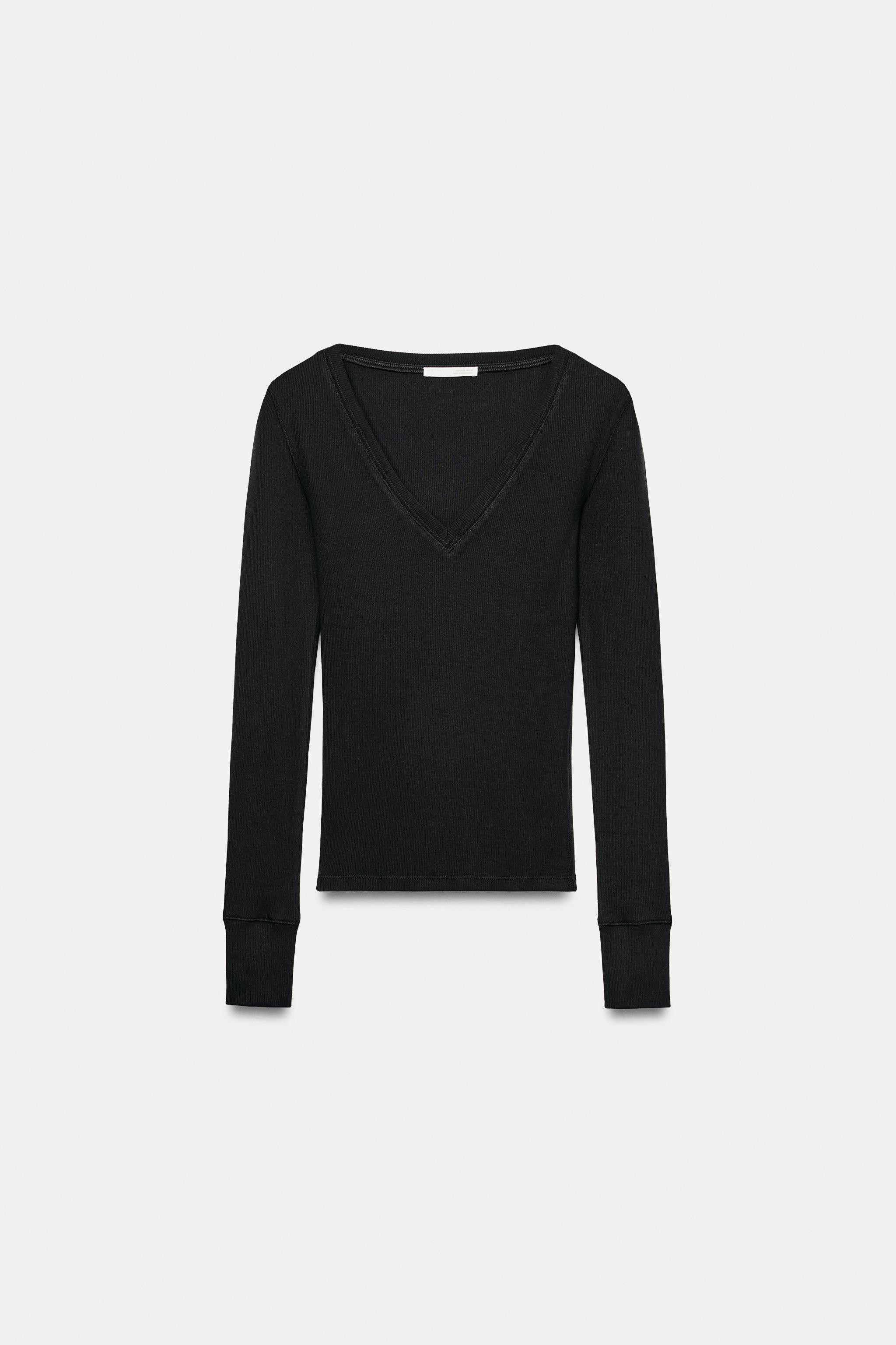 RIBBED LONG SLEEVE T-SHIRT | Zara US