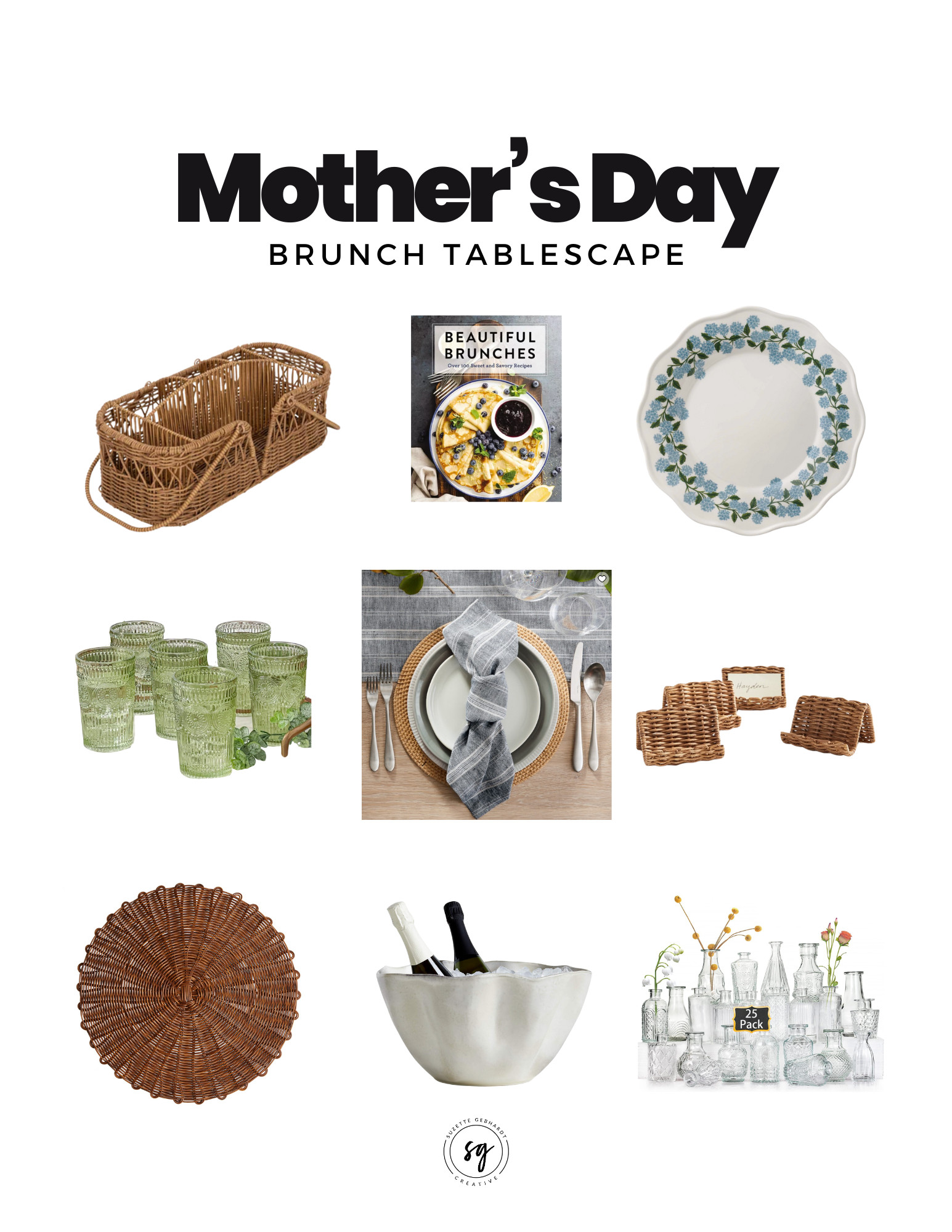 Nothing is better than a Mother's Day brunch with a pretty tablescape (and plenty of bubbly!).

These pretty brunch details work equally well indoors and outdoors - if the weather is nice enough why not have a garden party?

#brunch #tablescape #mothersday #beveragetub #centerpiece #rattan #silverwarecaddy #outdoor #patio 

 #LTKSeasonal #LTKHome #LTKFindsUnder50