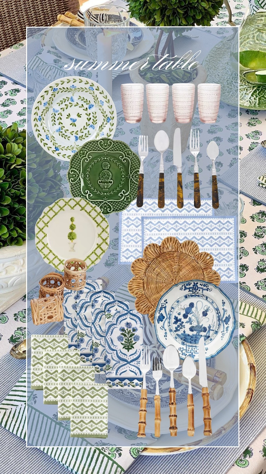 Summer table setting items! 

Table setting // summer table