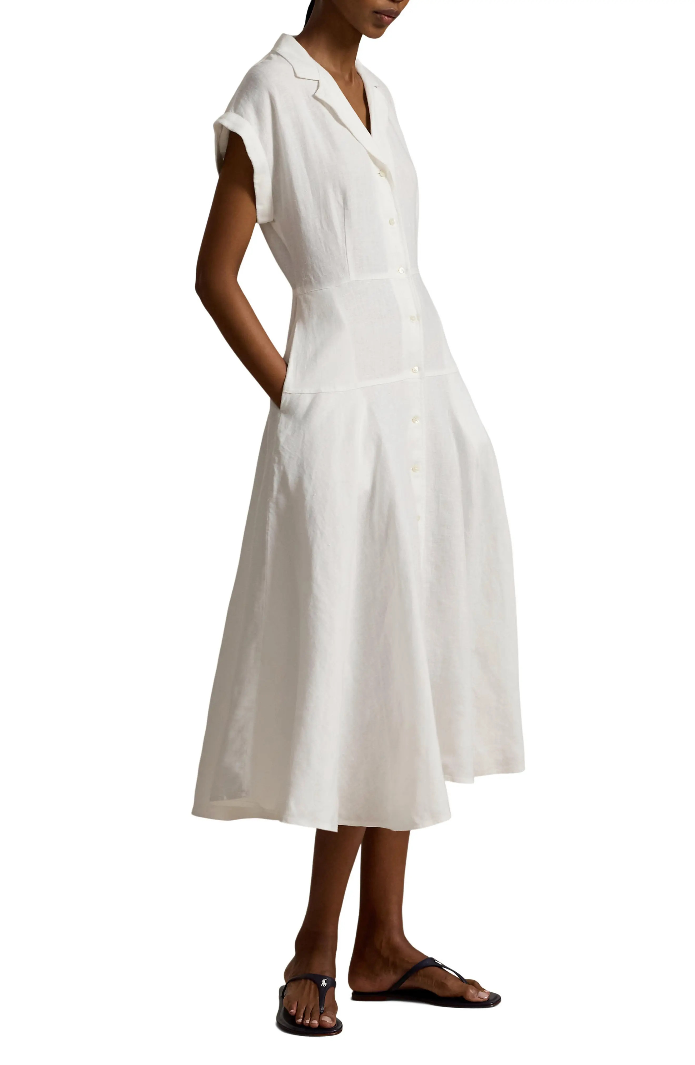 Cap Sleeve Linen Shirtdress (Women) | Nordstrom | Nordstrom
