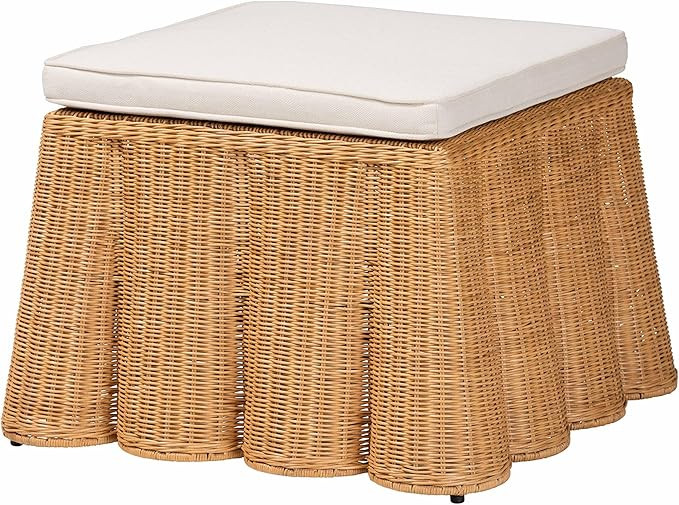 bali & pari Palm Bohemian Honey Scallop Rattan Ottoman | Amazon (US)