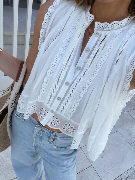 Lace blouse for spring. I'm wearing a size small