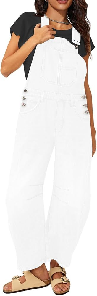 Barrel Overalls Jumpsuits for Women Casual Loose Baggy Jeans Pants Sleeveless Bib Jumpers with Po... | Amazon (US)