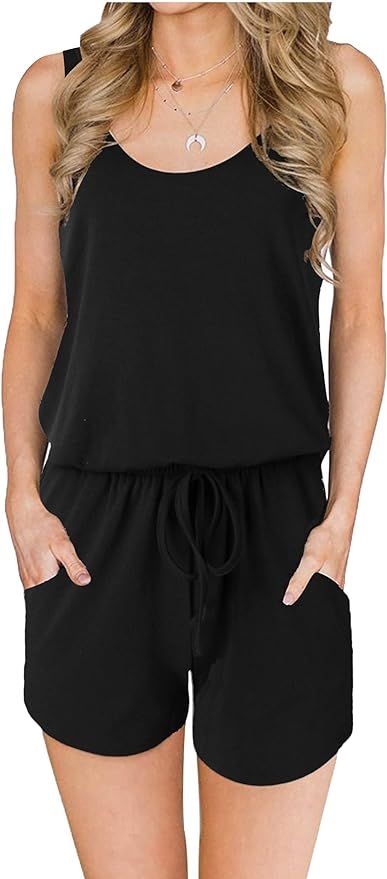 ANRABESS Women's Summer Tank Jumpsuit Casual Loose Sleeveless Beam Foot Elasitic Waist Jumpsuit R... | Amazon (US)
