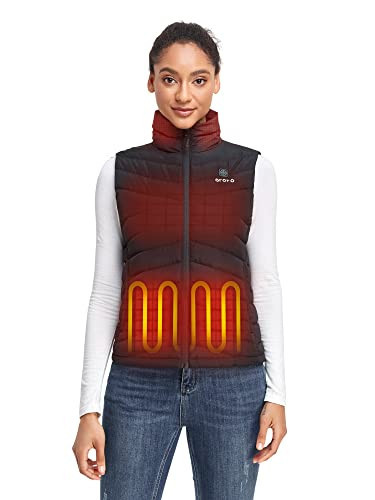 ORORO Women's Heated Down Vest with Battery, Lightweight Heated Vest with 800 Fill Down(Charger Not Included)(Black,XS) | Amazon (US)