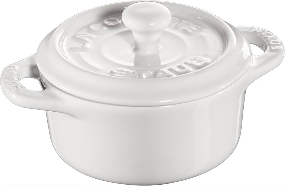 STAUB Ceramics Dutch Oven 3-piece Mini Round Cocotte, White | Amazon (US)
