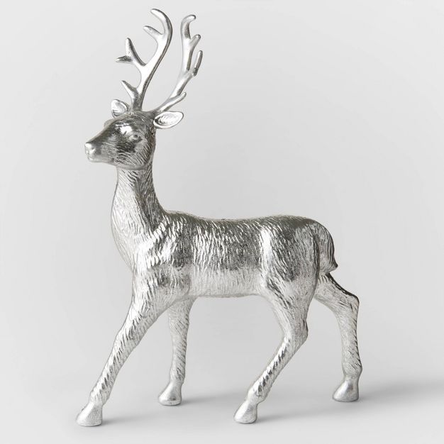 12.5&#34; Plastic Standing Deer Decorative Figurine Metallic Silver - Wondershop&#8482; | Target