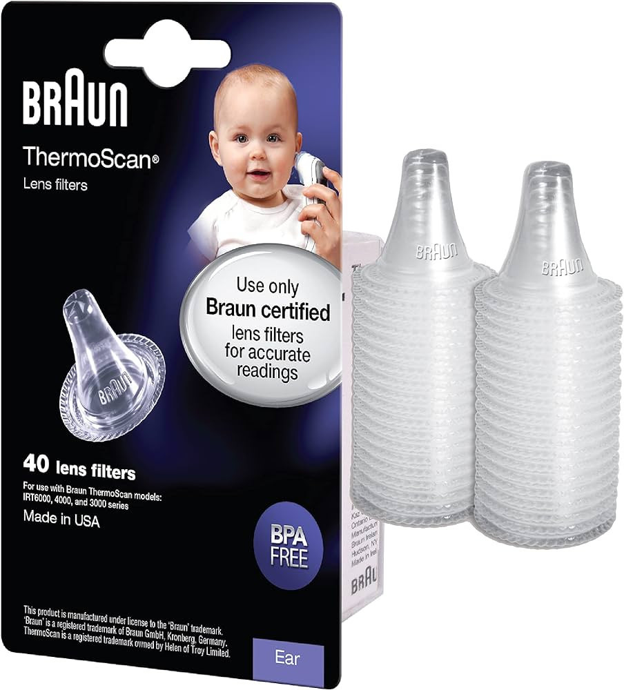 Braun ThermoScan Lens Filters for Ear Thermometer, 40 Count Disposable Thermometer Covers, Works ... | Amazon (US)