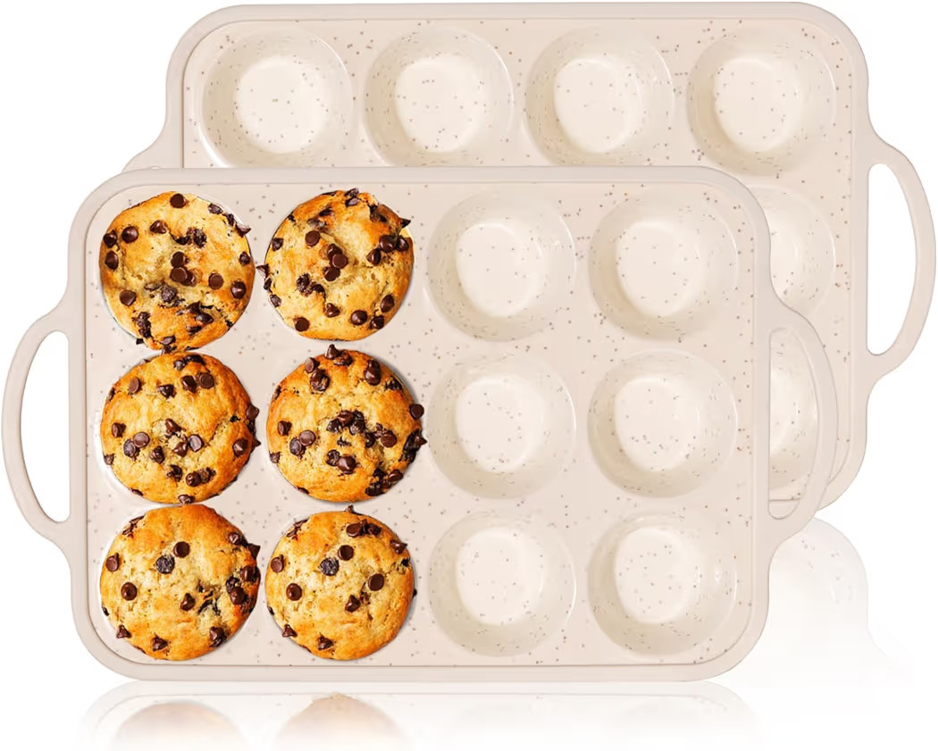 Silicone Muffin Pan, 12 Cups Muffin Tin Baking Mold With Reinforced Stainless Steel Frame Inside,... | Amazon (US)