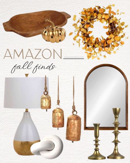 Shop Amazon Fall decor! Coffee Table decor, Fall Wreath, Arch Mirror, Rustic Modern brass bells, wood dough bowl, punchin pumpkin decor, brass candlesticks and more! 

#LTKunder50 #LTKstyletip #LTKhome