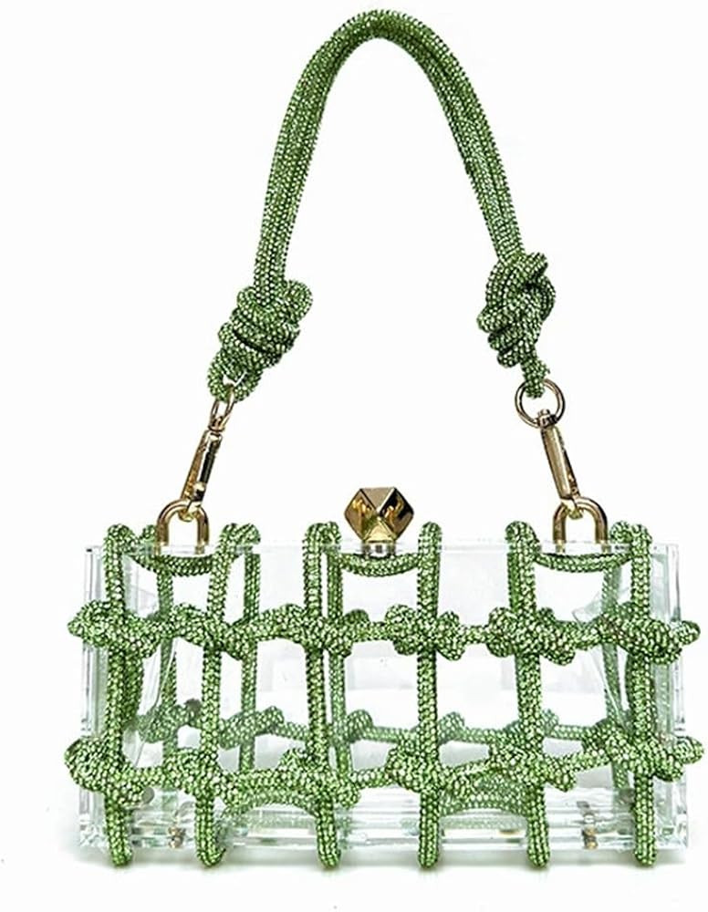 Clear Clutch Acrylic Green Purses for Women, Rhinestones Handbags with Glitter Rope, Club Party B... | Amazon (US)