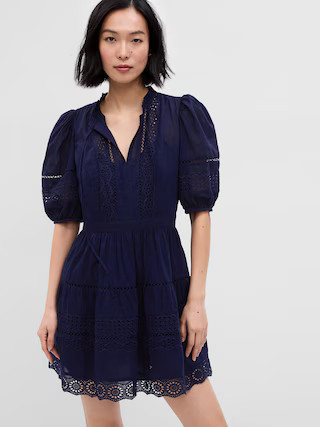 Puff Sleeve Lace Mini Dress | Gap (US)