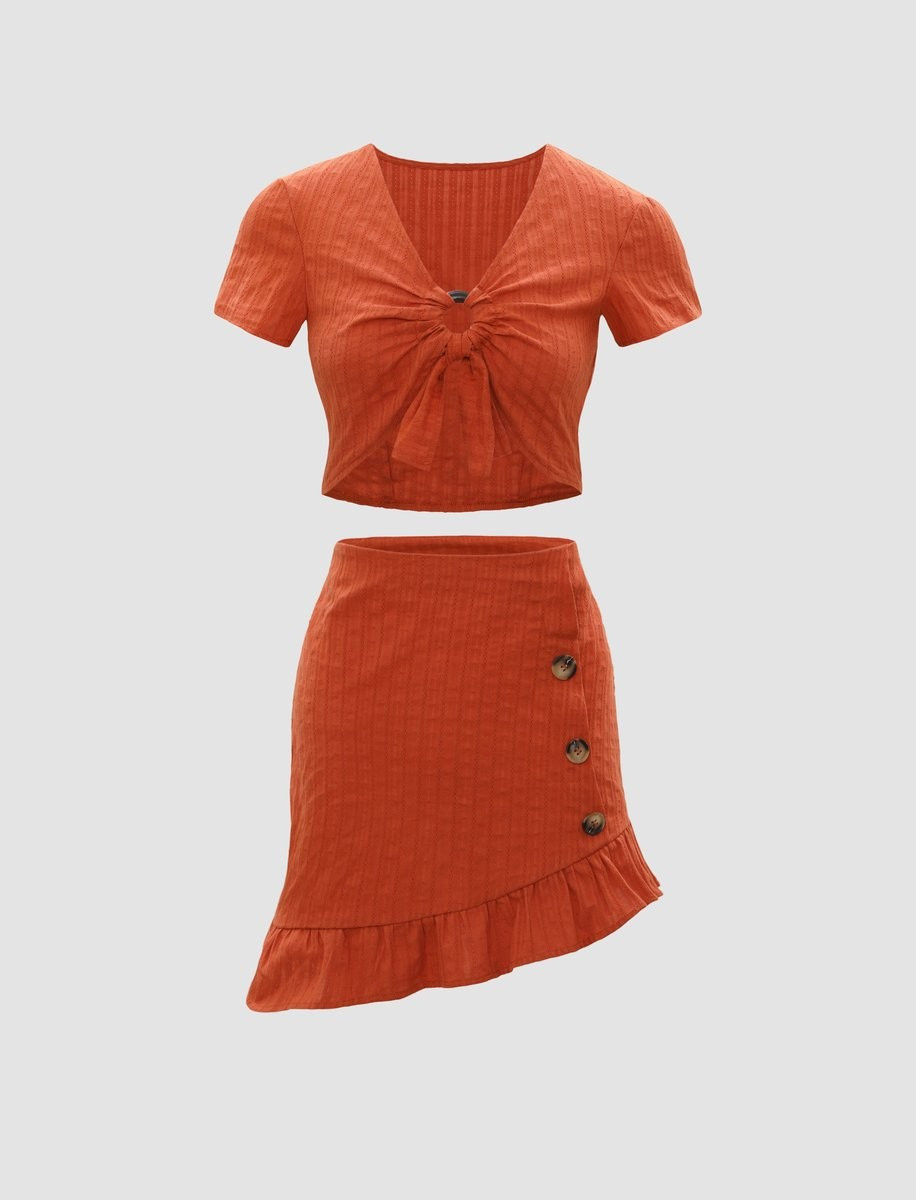 Knot Front Ruffle Co-ords | Cider