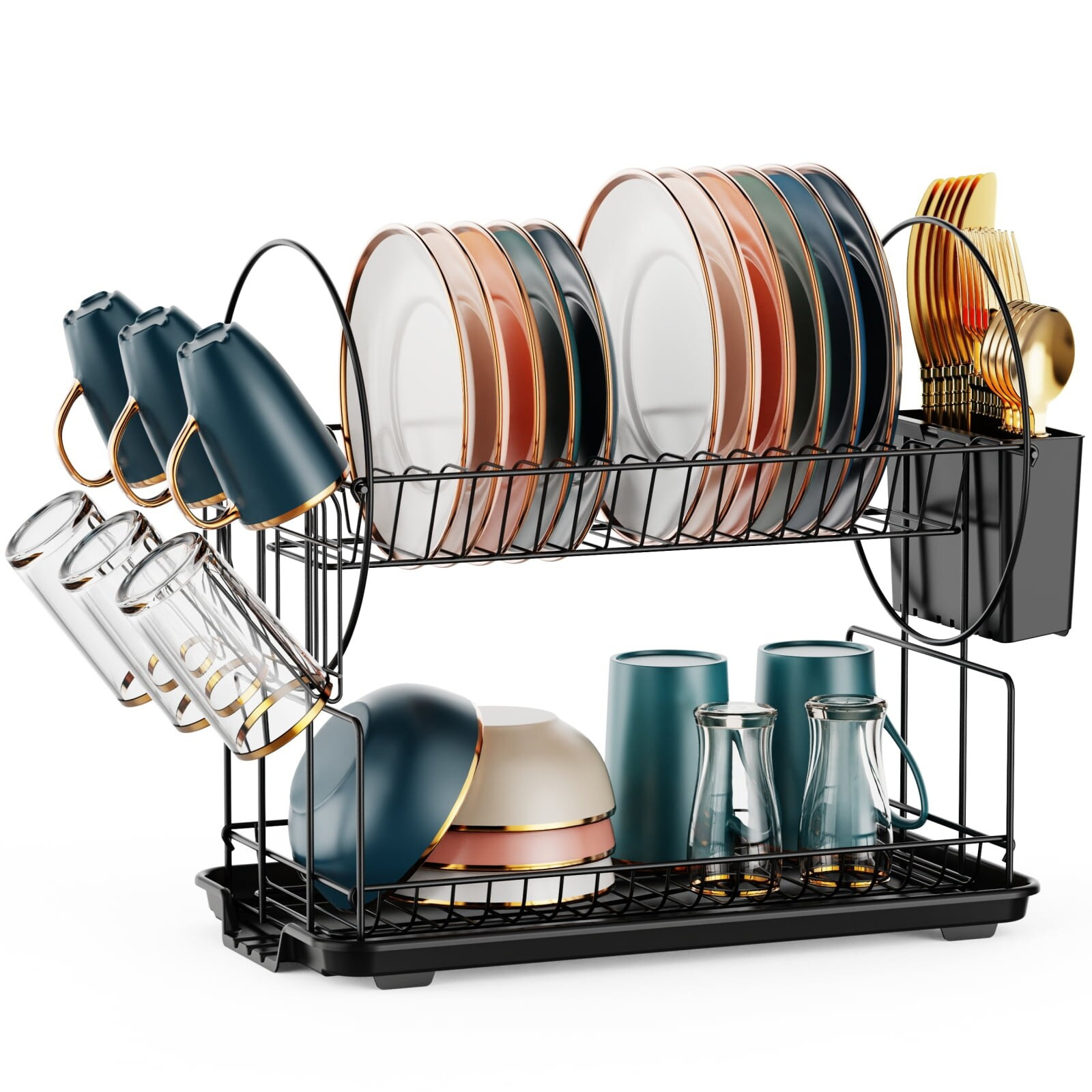 2 Tier Dish Rack with Drainer Board | Bed Bath & Beyond