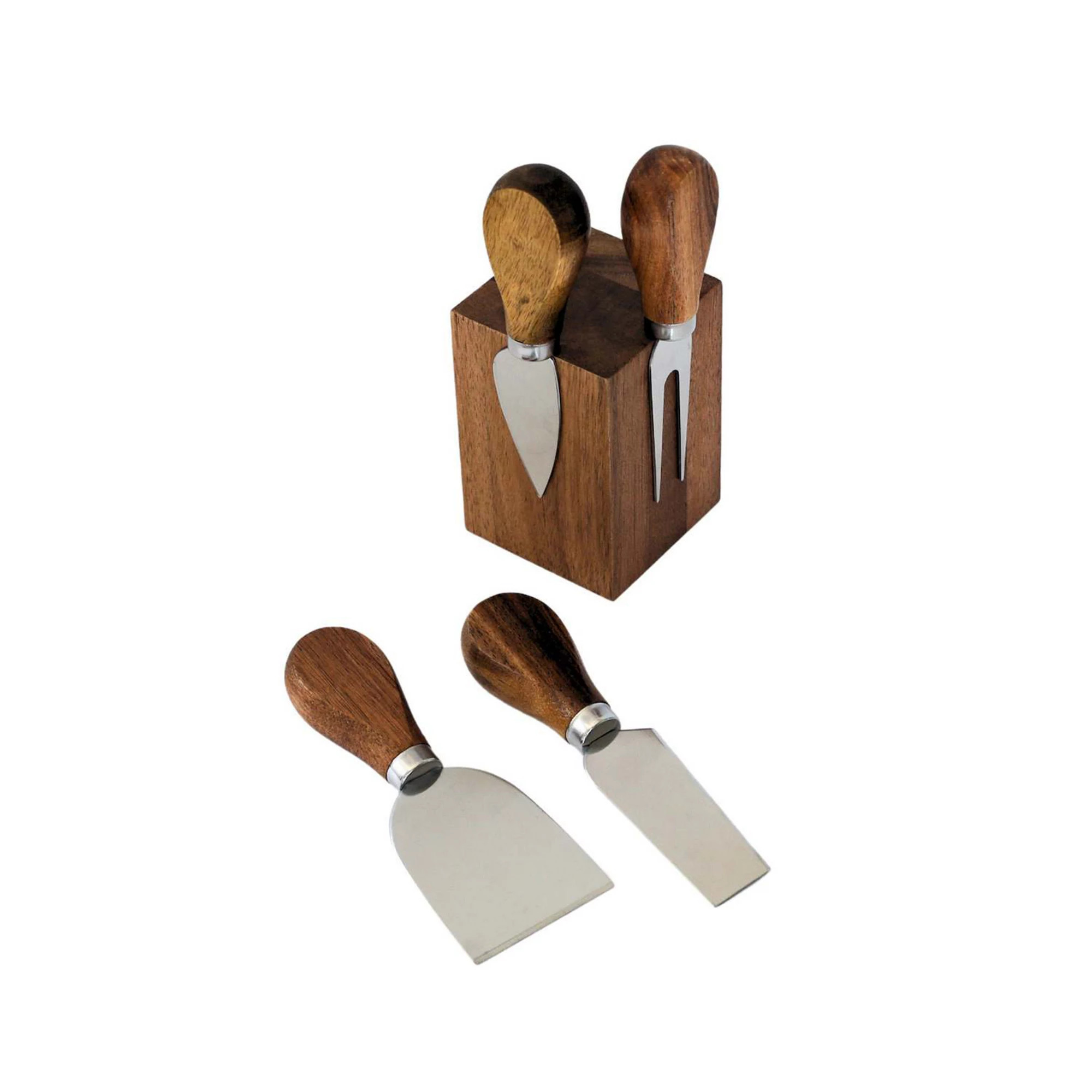 Acacia Wood Block With 4 Cheese Tools | Kohl's