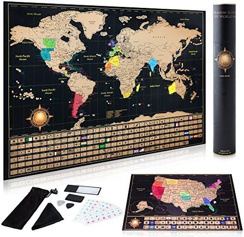 Scratch Off World Map Poster And Deluxe United States Map – Includes Complete Accessories Set &... | Amazon (US)
