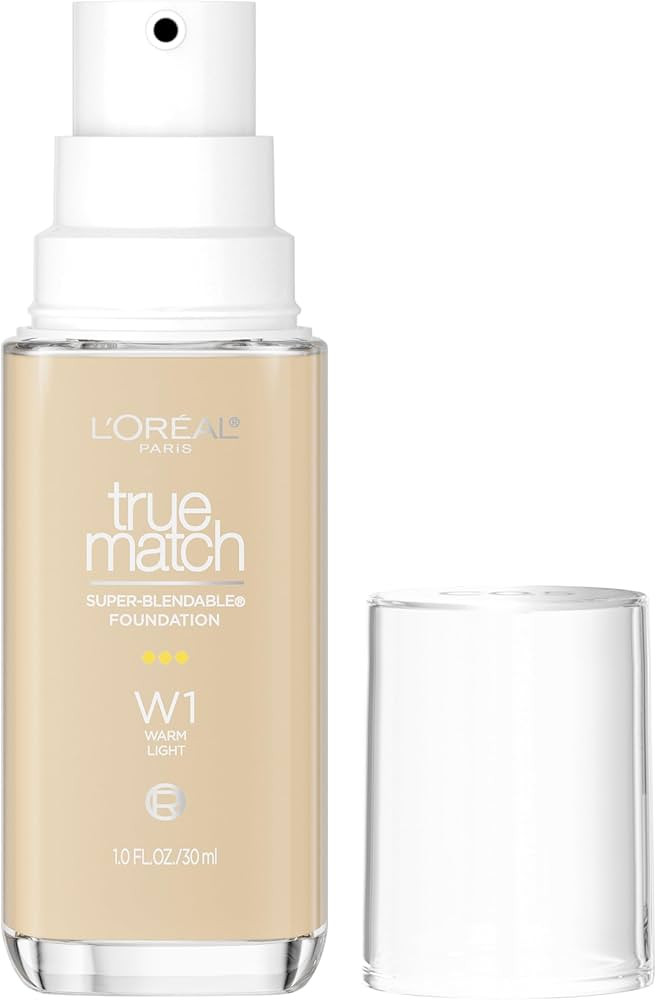 L'Oreal Paris True Match Super-Blendable Foundation, Medium Coverage Liquid Foundation Makeup, W1... | Amazon (US)