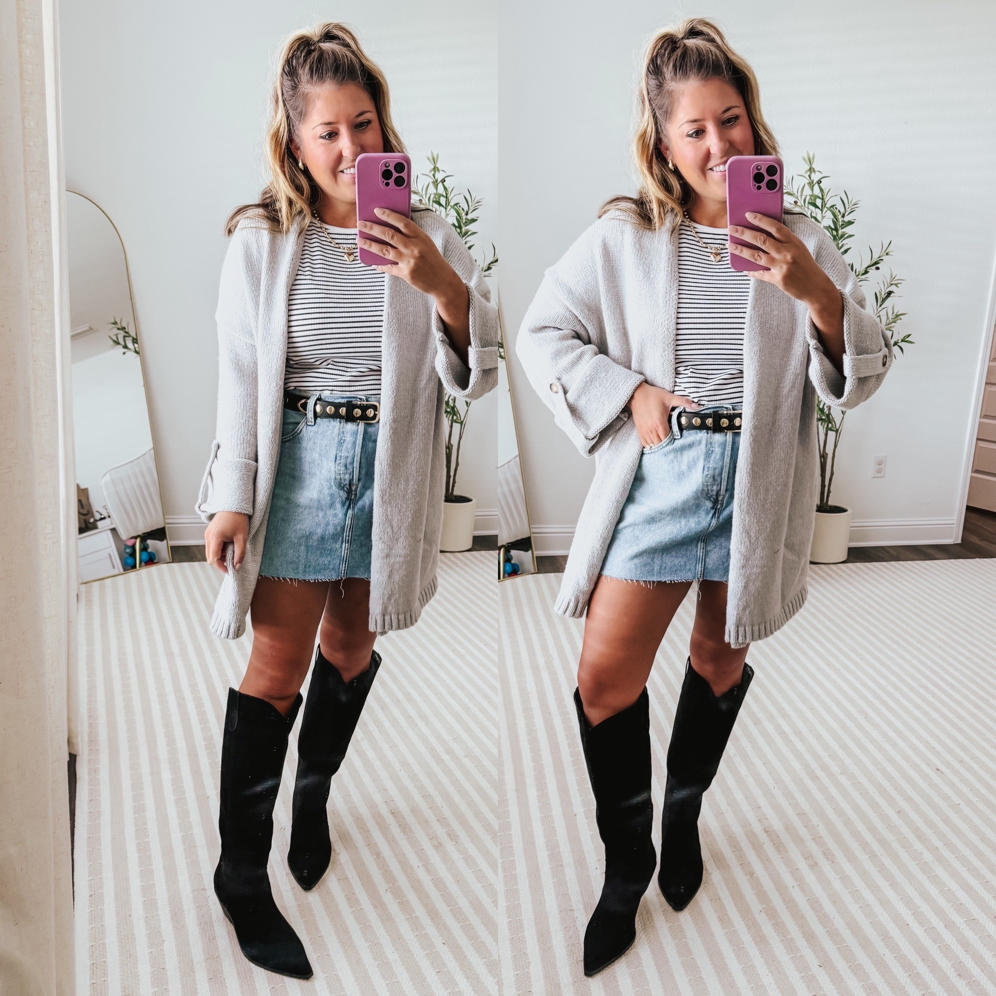 Casual fall outfit, western outfit, denim skirts 

Wearing large and 31 in skirt 

#LTKFindsUnder50 #LTKStyleTip #LTKSeasonal