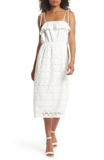 Women's First Monday Ruffle Broderie Anglaise Sundress | Nordstrom