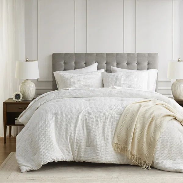 Bora Waffle Weave Textured Microfiber Comforter Set | Wayfair North America