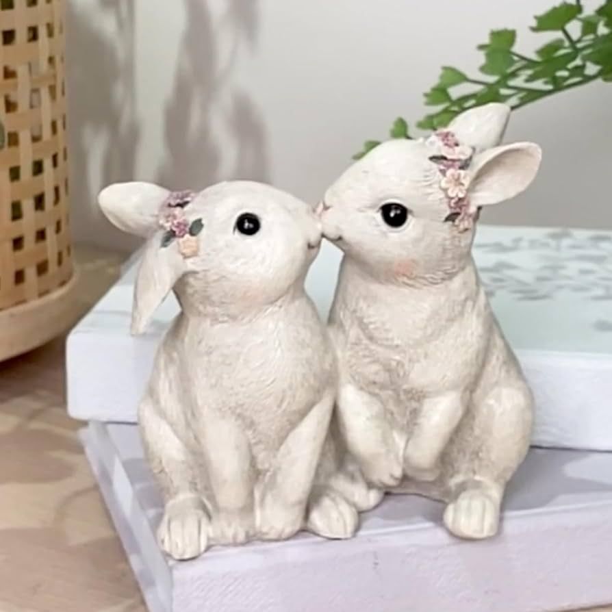 LC LCdecohome Easter Bunny Couple Decorations Spring Easter - Rabbit Decors Figurines Tabletopper... | Amazon (US)