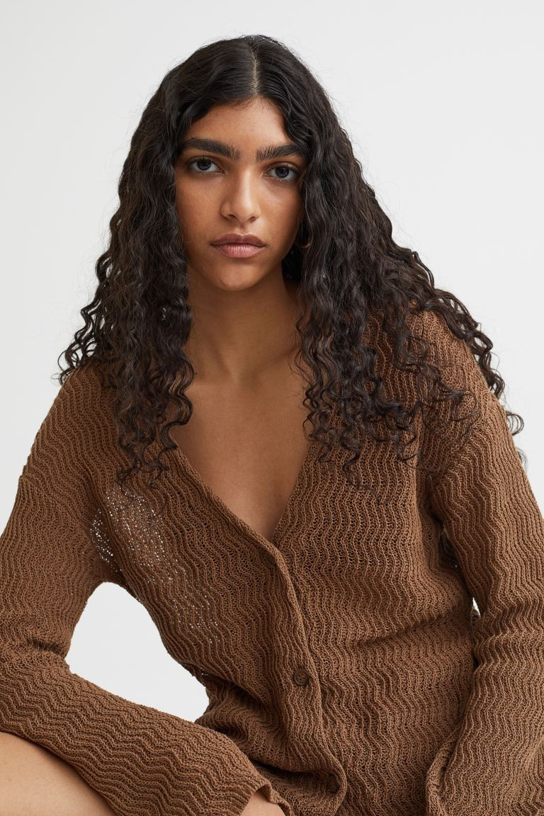 New ArrivalCardigan in soft, textured-knit cotton with a crocheted look. V-neck, buttons down the... | H&M (UK, MY, IN, SG, PH, TW, HK)
