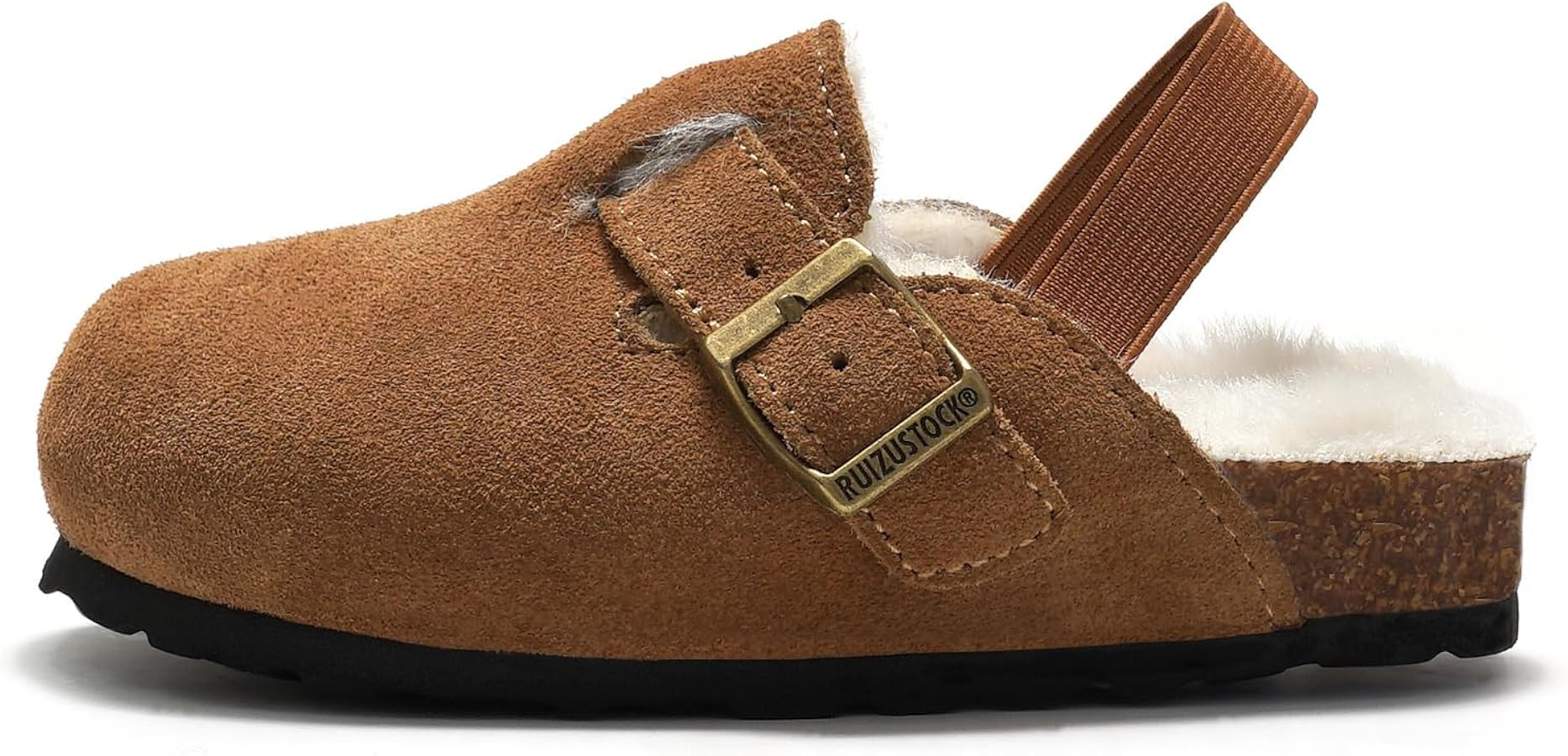 Kids Suede Clogs Fur Lined Toddler Clogs Boys Girls Sandals Fuzzy Cork Footbed with Arch Support ... | Amazon (US)