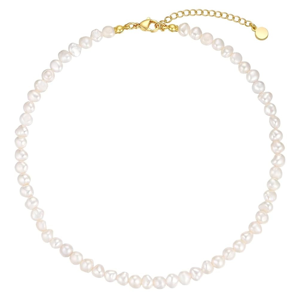 14K Gold Plated Dainty Choker Necklace for Women & Girls | Snake, Cuban Link, Paperclip, Ball Bea... | Amazon (US)