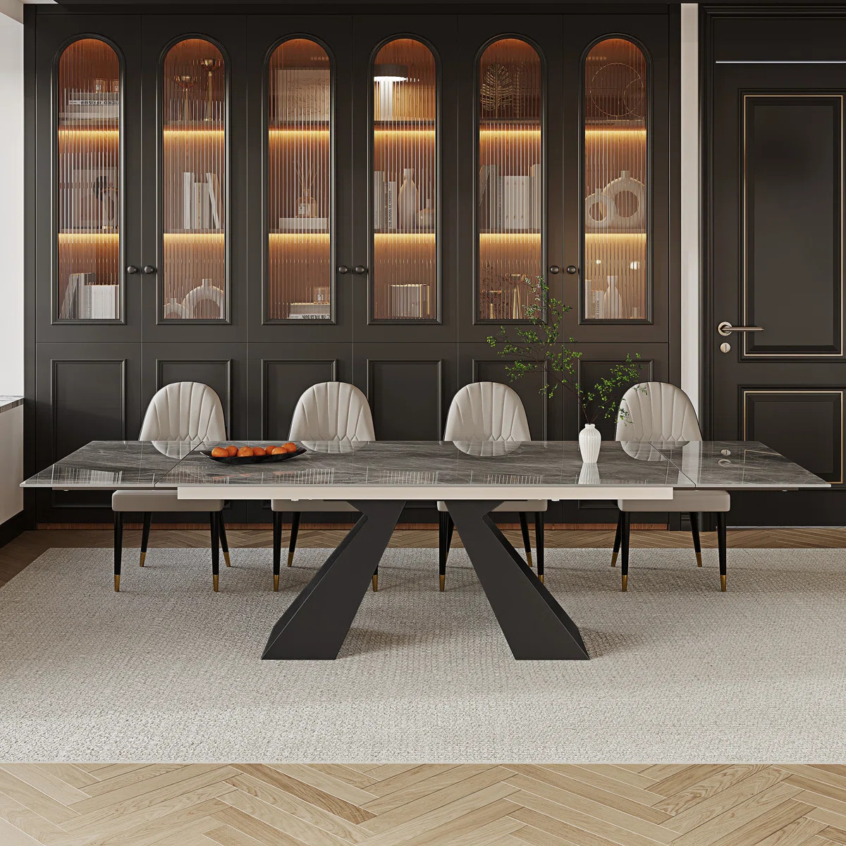 Joceline 78.74'' to 110.23” Extendable Rectangular Sintered Stone Dining Table For 10-12 | Wayfair North America